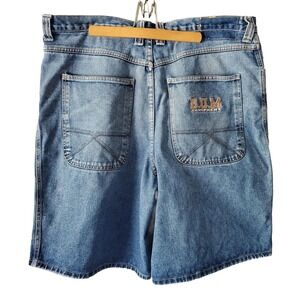 Vintage Y2K Jorts 90s Bum Equipment Size 38 Denim Jean Shorts Spellout Pocket
